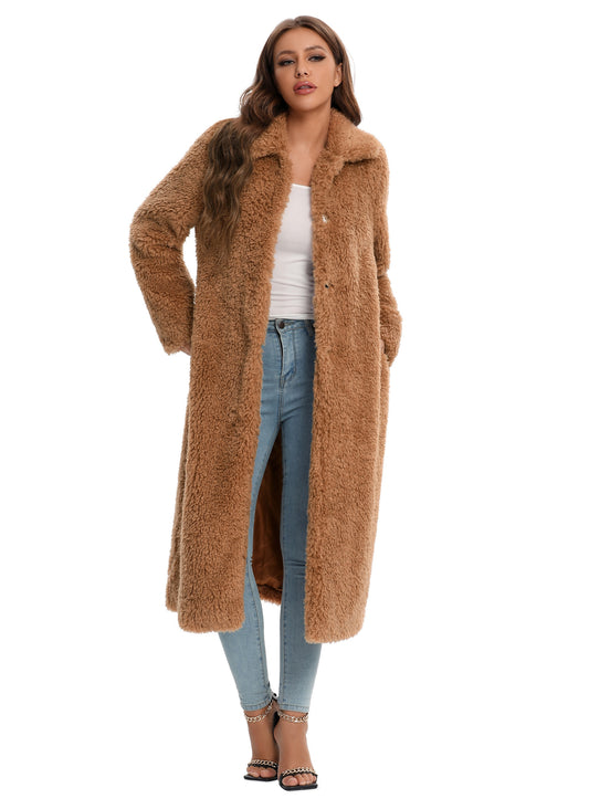 Faux Fur Winter Coat Fuzzy with Pockets